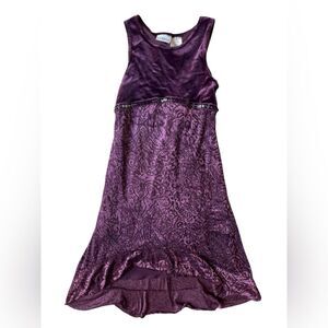 VINTAGE 90S GEORGE PURPLE VELVET BURNOUT SLEEVELESS DRESS GIRLS SIZE 10 WITCHY